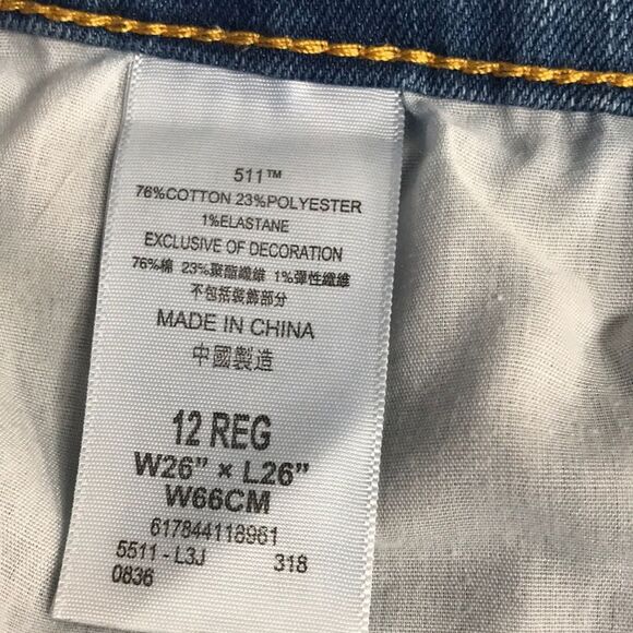 LEVI'S 511 Slim Fit Straight Leg Kids Jeans Sz 12 (26x26) Adjustable Waist Denim - Picture 6 of 12